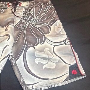 Stylish Gray Floral Men's Shorts